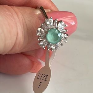 Aquamarine Snowflake Ring sz 7